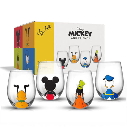 JoyJolt Disney Mickey Mouse Squad Collection Tumblers. 15oz Stemless Wine Glasses Set of 4 Stemless Wine Glass Drinking Glasses. Disney Gifts, Disney Stuff, Disney Wine Glass Mickey Mouse Cup Set