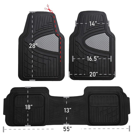 FH Group Car Floor Mats - Heavy-Duty Rubber Floor Mats for Cars, Universal Fit Full Set, Trimmable Automotive Floor Mats, Climaproof Floor Mats for Most Sedan, SUV, Truck Floor Mats Blue