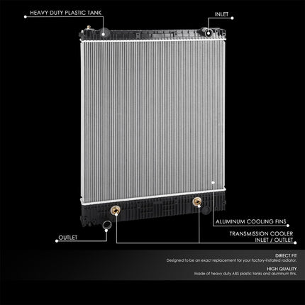 DNA MOTORING Radiador de Aluminio de 2 Hileras Compatible con Freightliner Clase M2 08-12 / Acterra 08-10, 0525340010 0525340012 0525340014 2400225, OEM-RA-FL-023