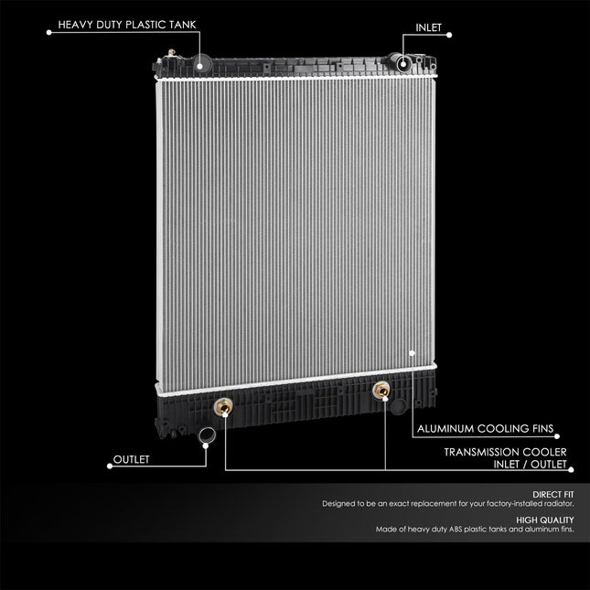 DNA MOTORING 2-Row Aluminum Radiator Compatible with 08-12 Freightliner Class M2 / 08-10 Acterra, 0525340010 0525340012 0525340014 2400225, OEM-RA-FL-023