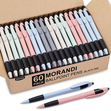 Sikao Pens Bulk, 60 Pack Morandi Gripped Slimster 