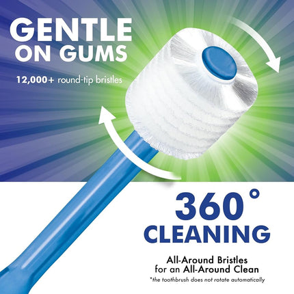 Brilliant Soft Toothbrush for Adults - With Over 14,000 360 Degree Micro-Fine, Rounded-Tip Bristles for Easy & Effective Cleaning, Blue-Clear, 2 Count