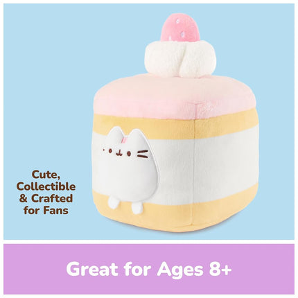 GUND Pusheen Strawberry Sponge Cake Plush, Squishy Toy, Collectible Plush Toy, Dessert Plush, Cat Stuffed Animal for Ages 8 and Up, Pink, 6”