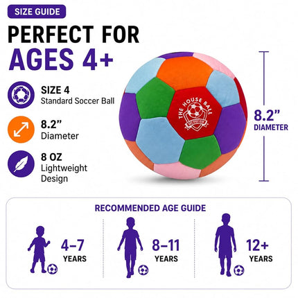 Safe Sport Gear The House Ball - The Original Soft and Safe Indoor Soccer Ball Size 4 Created for Inside Your Home and Yard - Fun Soccer Gift - Perfect Kids Soccer Ball