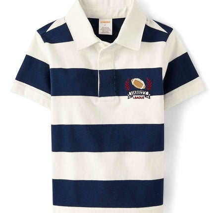 Gymboree Boys and Toddler Short Sleeve Polo Shirt, Varsity Stripe, 3T