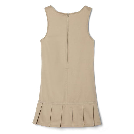 French Toast Girls' Pleated Hem Jumper with Ribbon, Khaki, 6X