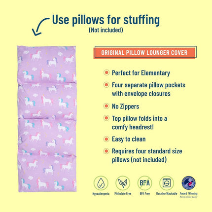 Transat de sol Wildkin pour enfants – Léger et facile à transporter, idéal pour les soirées pyjama et la sieste, oreiller non inclus – Licornes