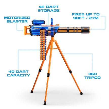 XSHOT Insanity Motorized Rage Fire by ZURU with 72 Darts, Air Pocket Technology Darts and Dart Storage, Motorized Blasting Power, Auto Feeding Belt, Tripod and Scope, Outdoor Toy
