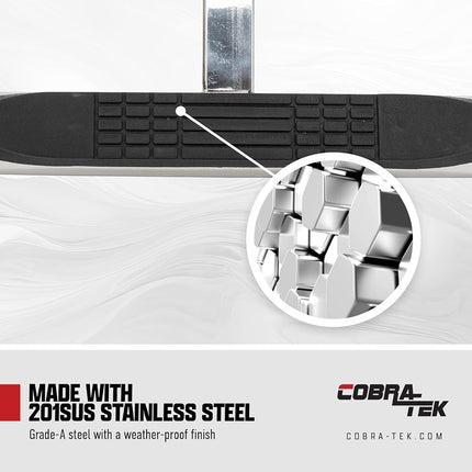 Heavy-Duty Trailer Hitch Step – Fits 2 Inch Receiver, Tow Hitch Step for Truck, SUV, or Jeep – Anti-Slip Rear Bumper Step for Easy Access to Cargo and Roof (Chrome Straight Without LED Light)