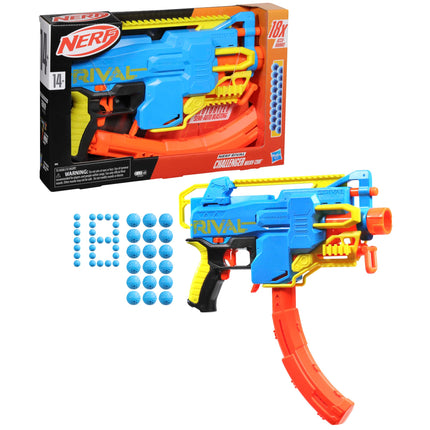 Lanzador Motorizado Nerf Rival Challenger MXXIV-1200, Cargador Curvo de 12 Balas, 18 Balas Nerf Rival Accu-Rounds, Regalos para Adolescentes