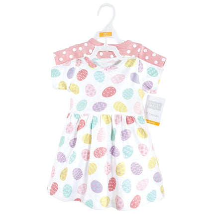 Hudson Baby Baby Girls' Cotton Dresses, Easter Eggs, 12-18 Months