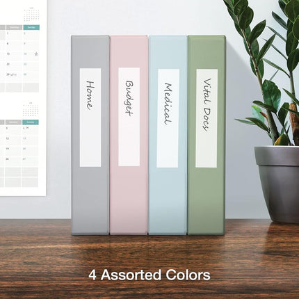 Oxford 3 Ring Binders, 1.5 Inch ONE-Touch Easy Open D Rings, 3-Sided View Binder Covers, Xtralife Hinge, Non-Stick, PVC-Free, Natural Pastels, 375-Sheet Capacity, 4 Pack (79918)