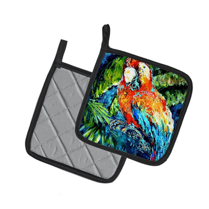 Caroline's Treasures Yo Mama Parrot Pair of Pot Holders MW1204PTHD, Fabric, Multicolor