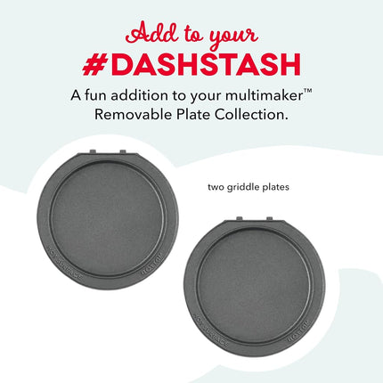 DASH Multimaker Mini System Two 4” Nonstick Removable Waffle Plates (Griddle) - 2Pc Griddle Plate Pack Compatible with Dash MultiMaker Mini System, Nonstick Surface