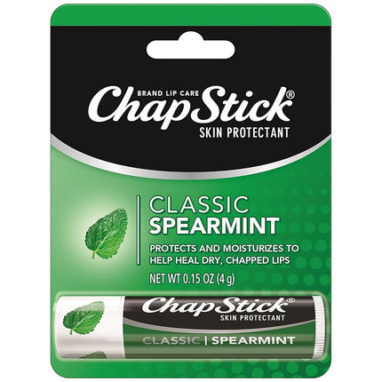ChapStick Classic Skin Protectant Lip Balm, Spearmint Flavor, 1 Count (Pack of 12)