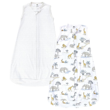 Hudson Baby BabyCotton Saco de dormir con mangas largas, tipo manta, sin mangas, diseño neutral Safari World, 18-24 meses