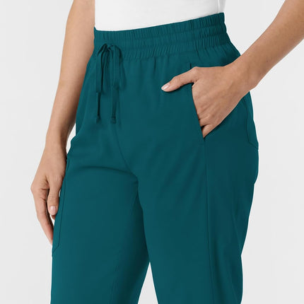 WonderWink Women's Stovepipe High-Low Hem Scrub Pant, Caribbean Blue, Large Petite