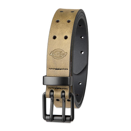 Dickies mens Double Prong Fully Adjustable Leather BeltBelt, Olive Perforated, Medium (34-36)