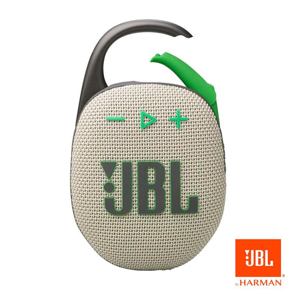 JBL Clip 5 - Ultra-Portable, Waterproof & Dustproof Bluetooth Speaker, Big Pro Sound with punchy bass, Integrated carabiner, Up to 12 Hours of Play, Made in part with recycled materials (Sand)