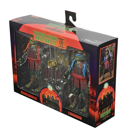 NECA Teenage Mutant Ninja Turtles 3 (Movie) - Turtles in Time- 1:7 Scale Collectible Action Figures, Leonardo & Michelangelo 2-Pack