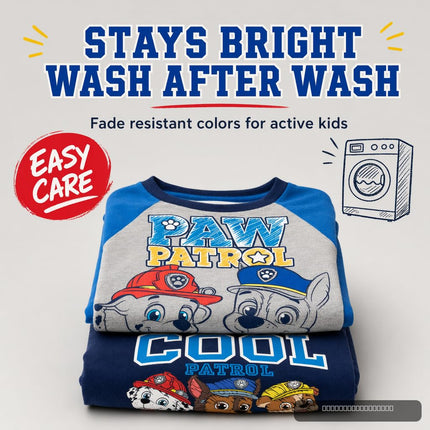 Paw Patrol Marshall Chase Rubble Toddler Boys 2 Pack Long Sleeve T-Shirt Blue 3T