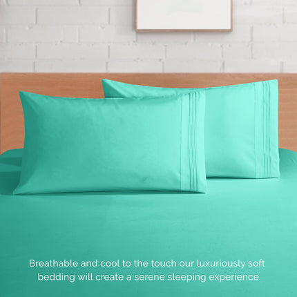Elegant Comfort Luxurious 1500 Premium Hotel Quality Microfiber 4-Piece Sheet Set, 18-24 Inches Deep - Extra Deep Pocket Sheets - Ultra Soft 4PC Deep Pocket Sheets, King, Paradise Teal