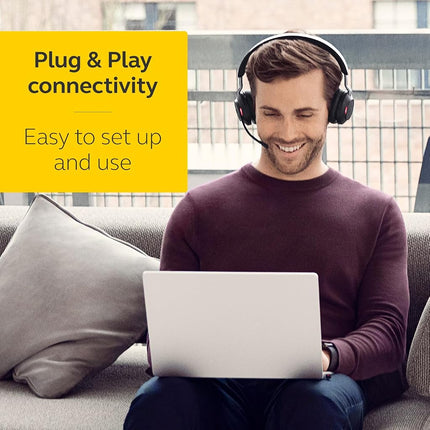 Jabra Evolve2 65 Wireless PC Headset – Noise Cancelling Microsoft Teams Certified Stereo Headphones With Long-Lasting Battery – USB-A Bluetooth Adapter – Black