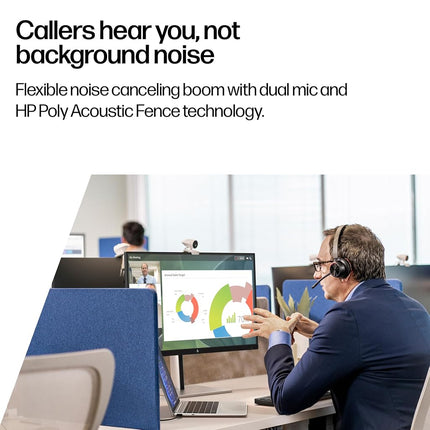 HP Poly Voyager 4320 UC Wireless Headset & Charge Stand - Noise-Canceling Boom Mic - Connect to PC via USB-C to USB-A Adapter, Cell Phone via Bluetooth - Microsoft Teams Certified