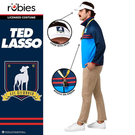 Rubies 1000035L000 Ted Lasso Adult Costume Kit Fancy Dress, Men, Multi, L Halloween