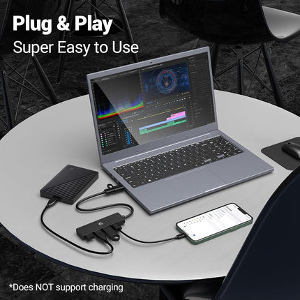 Tymyp USB Hub, Instant Plug and Play 4-Port USB 3.0 Hub, Equipped with a 4 Port USB 3.0 Hub Delivering 5Gbps Transfer Speed and a USB to USB C Adapter, Compatible with Mac Air/Pro, HP, and More