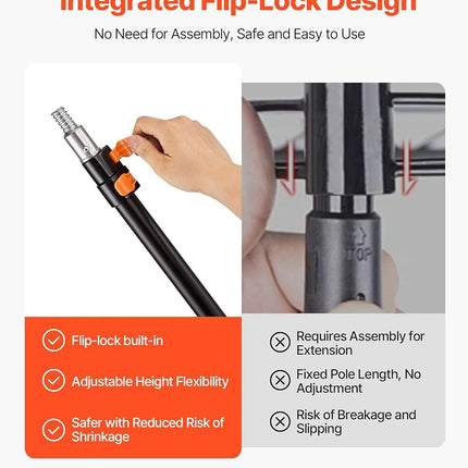 VEVOR Telescoping Pole, 7 to 30 FT Pole, Extension Multi-Purpose Pole, Sturdy Aluminum Alloy Paint Extendable Pole with Flip-Lock Design, Telescopic Pole for Painting, Dusting and Cleaning