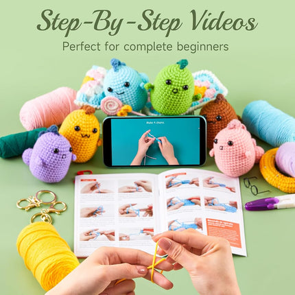 INSCRAFT Crochet Kit for Beginners, 6 Pack Dinosaurs Crochet Animal Kit