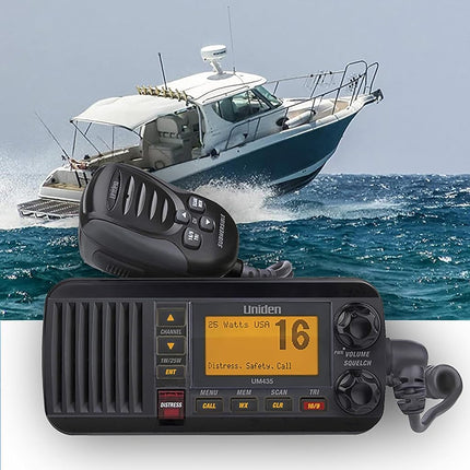 Uniden UM435BK 25-Watt Ipx8 Submersible Fixed Mount VHF Radio, Black