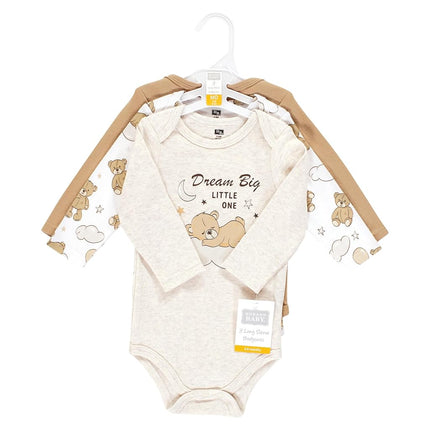 Hudson Baby Unisex Baby Cotton Long-Sleeve Bodysuits, Dream Big Teddy, 18-24 Months, Dream Big Teddy, 18-24 Months