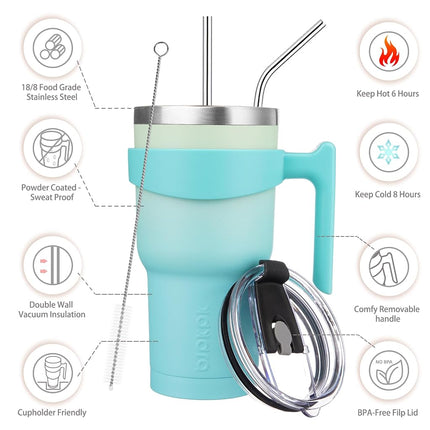 BJPKPK 900 ml Tumbler with Handle & Straw, Insulated Stainless Steel Mug