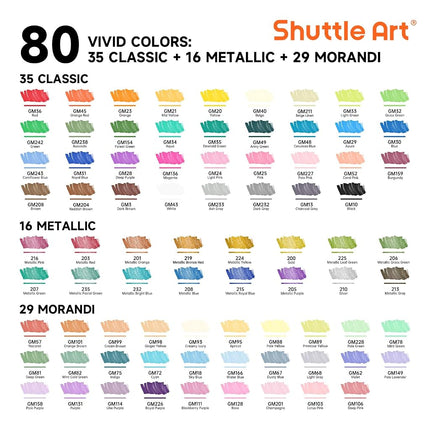 Shuttle Art Acrylic Felt, 80 Colours Double Tip Acrylic Paint Markers (Fine and Shark), Acrylic Marker on Ceramic Plastic Canvas, Felt Paint for Calligraphy, DIY