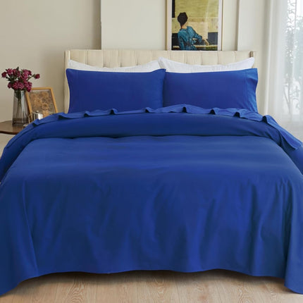 Elegant Comfort Soft 4-Piece 100% Turkish Cotton Flannel Sheet Set - Premium Quality, Deep Pocket Fitted Sheet, Ultra Soft, Cozy Warm and Anti-Pill Flannel Sheets - Cali King, Royal Blue