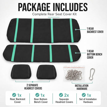 FH Group Car Seat Covers Rear Set Cloth - Car Seat Covers with Removable Headrest,Universal Fit,Automotive SeatCovers,Washable Car SeatCover for SUV,Sedan,Van Mint