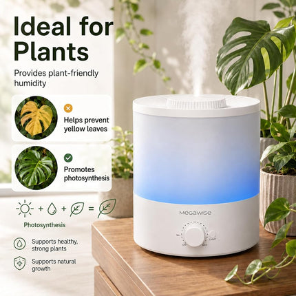 MegaWise 1.8L Humidifiers for Bedroom, Top Fill Ultrasonic Cool Mist Humidifier with 360° Nozzle, 28dB Quiet Humidifier for Babies, Auto Shut-Off, BPA-Free, Easy Clean for Home Office Nursery