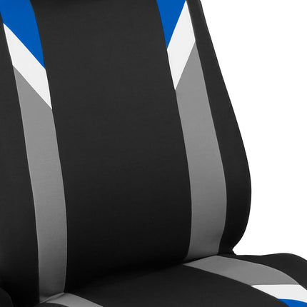 FH GROUP FH-FB033217 Three Row- Premium Modernistic Seat Covers Blue / Black- Fit Most Car, Truck, Suv, or Van