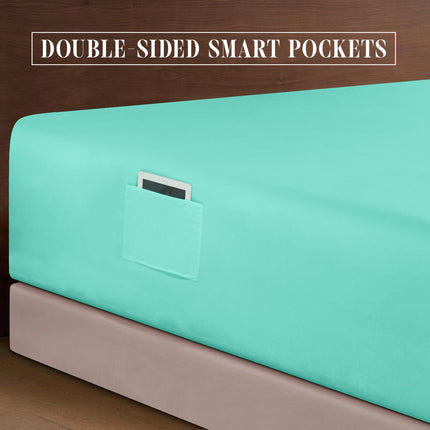 Elegant Comfort Luxurious 1500 Premium Hotel Quality Microfiber 4-Piece Sheet Set, 18-24 Inches Deep - Extra Deep Pocket Sheets - Ultra Soft 4PC Deep Pocket Sheets, King, Paradise Teal