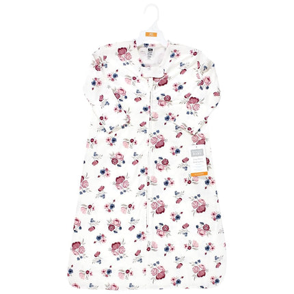 Hudson Baby Unisex Baby Long Sleeve Cotton Jersey Sleeping Bag, Sack, Blanket, Dusty Rose Floral, 6-12 Months