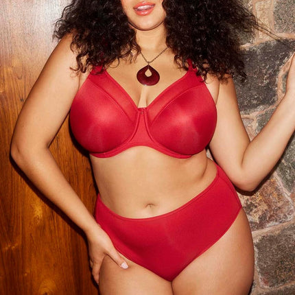 Elomi Women's Plus Size Smooth Underwire Molded Bra, Haute Red, 40E