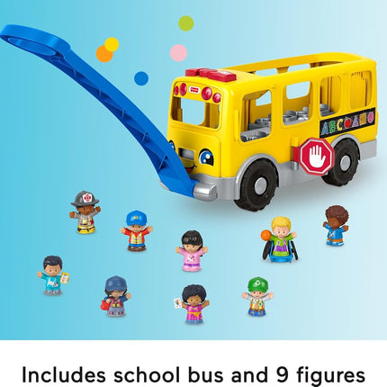 Fisher-Price Little People Toy Set for Toddlers, Large Yellow School Bus and Community Heroes, Musical Pull Along Vehicle and Figures for Ages 1+
