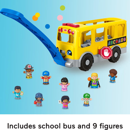 Fisher-Price Little People Toy Set for Toddlers, Large Yellow School Bus and Community Heroes, Musical Pull Along Vehicle and Figures for Ages 1+