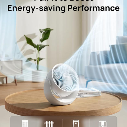 Dreo Desk Fan for Bedroom, 11 Inch Table Fans, 60ft Strong Airflow, 120° Vertical Manual, 3 Speeds, 28dB Quiet Air Circulator Fan，White