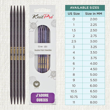 KnitPro J’Adore Cubics Double Pointed Needles 6" (15cm) | 5.00mm