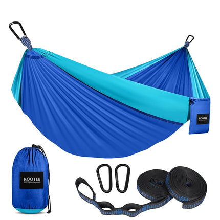 B0711S7V9T Kootek Double Camping Hammock Portable Indoor Outdoor Tree Hammock with 2 Adjustable Hanging Straps Lightweight Nylon Parachute Hammocks for Backpacking Travel Beach Backyard Hiking