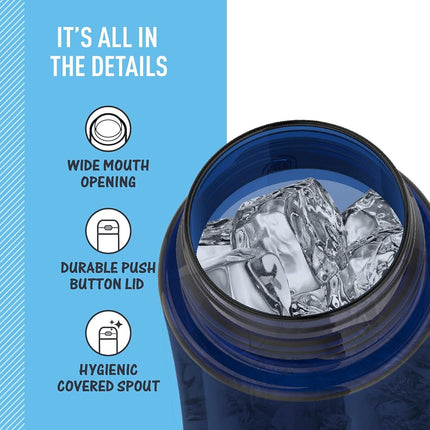 Bouteille d'hydratation en plastique THERMOS FUNTAINER 16 oz avec bec verseur, bleu marine