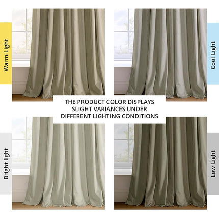 HPD Half Price Drapes Signature Velvet Thermal Blackout Curtains for Living Room 96 Inch Long (1 Panel) Rod Pocket Insulated Blackout Curtains for Bedroom Window Curtains, 100W x 96L, Cool Beige